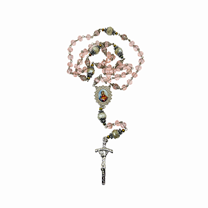 Kit montagem Sagrado Coração de Maria niquel 8mm Rosa Transparente