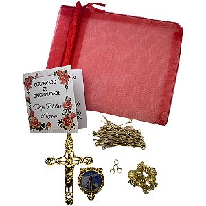 Kit para Terço Pétalas de Rosas ( Dourado )