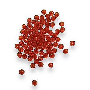 Bola acrilica sextavada vermelho transparente 6mm 10gr