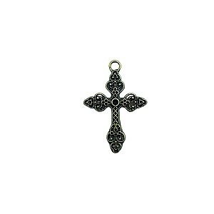 Cruz strass media ouro velho