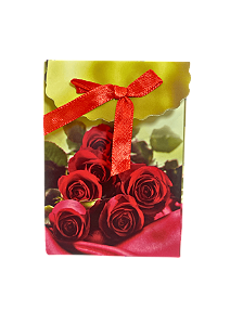 Embalagem De Presente Pequena com Estampa de Rosas Fundo Verde 7,5x10cm