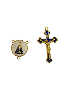 Entremeio e Cruz colorido de Nossa Senhora Aparecida Dourado