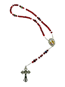 Kit montagem Terço de fio de Aço Niquelado Sagrada Familia Vermelho