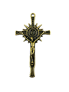 Crucifixo Deus é Amor Ouro Velho