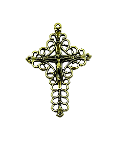 Crucifixo Rendado Ouro Velho