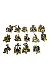 Medalhas Estações da Via Sacra Ouro velho