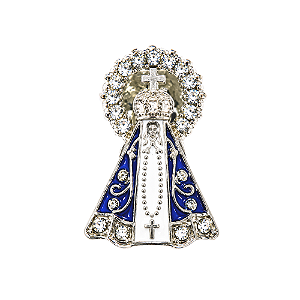Broche Nossa Senhora Aparecida Prateado 2,5cm