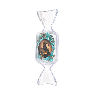 Terço Nossa Senhora Aparecida Prateado na Bala Azul