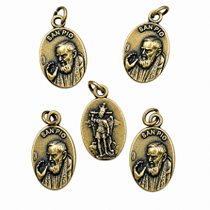 5 Medalhas Padre Pio e São Miguel Monte Gargano Ouro Velho