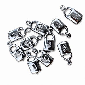 10 Pingente Cadeado Aço Inox