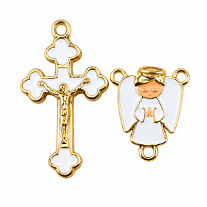 Entremeio e Cruz Anjo da Guarda Infantil Branco
