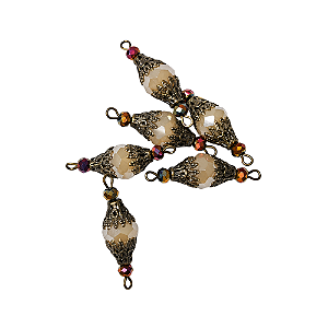 Pai Nosso Pronto Ambar Leitoso com Brilho 10mm Ouro Velho