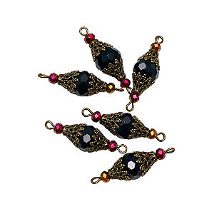 Pai Nosso Pronto Preto 10mm Ouro Velho