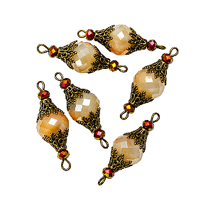 Pai Nosso Pronto Ambar Jateado Bronze 12mm Ouro Velho
