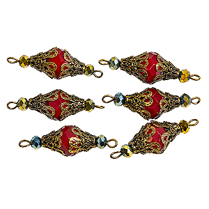 Pai Nosso Pronto Vermelho 10mm Ouro Velho
