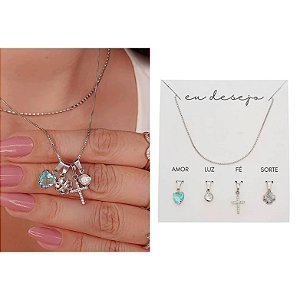 Corrente com 4 pingentes "Eu desejo"