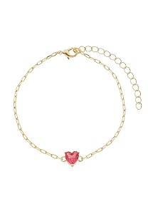 Pulseira com coração de cristal rubelita