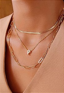 Choker malha de fita banho em ouro