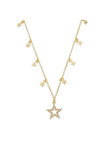 Colar de estrela com microzicornias de cristal cravejado.