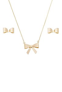 Conjunto de brinco e colar de laço