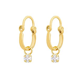 Brinco infantil de argolinha com pedrinha cristal