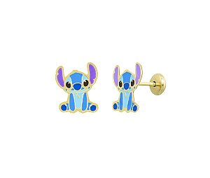 Brinco do Stitch no banho de ouro 18k