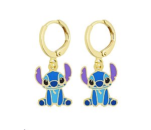 Brinco de argolinha do Stitch banhado em Ouro 18k