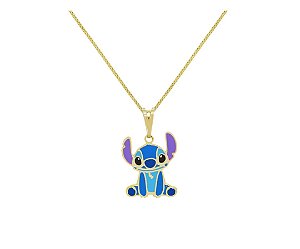 Colar infantil do Stitch banhado em Ouro 18k