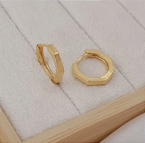 Brinco Argola Geométrico Folheado