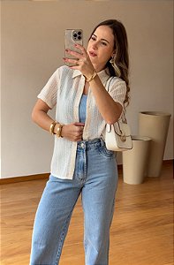 Camisa Manga Curta Rendada