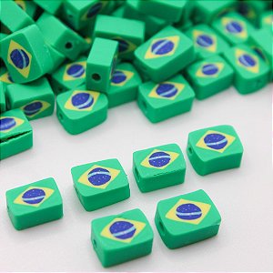 50 Pçs Miçanga Infantil Bandeira do Brasil Copa do Mundo