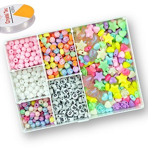 Kit miçanga Infantil Para Pulseira Colar 1000pç + brinde