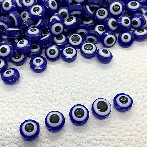 Miçanga Olho Grego Achatado 10mm Para Artesanato - 100 Pçs