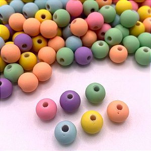 Miçangas Bola Emborrachada Colorida Candy 8mm - 330 Peças