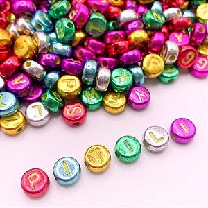 Miçanga Letra Metalizada 7mm 100g Pulseira - 740 Peças