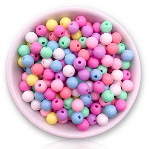 Miçangas Bola Color Candy Leitosa 8mm 100g Pérola - 330 Peças
