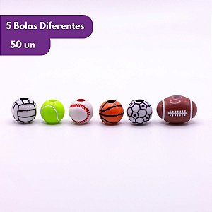 Miçangas Bola de Futebol Para Pulseira 50 Peças Artesanato