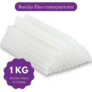 Bastão de Cola Quente Refil 1kg 7mm Fino Transparente Trama
