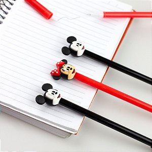 Caneta em Gel Mickey e Minnie Papelaria Fofa 6 Peças