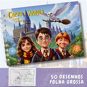 Livro de Colorir Harry Potte Capa Dura Holográfica Folha Grossa