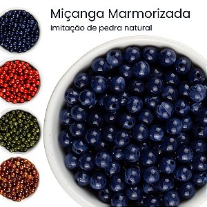 Miçanga Bola Lisa 8mm Marmorizada até 180 Peças 50 Gramas