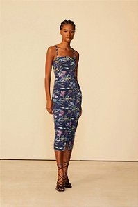 VESTIDO BANDAGEM PAISAGEM CABANA AZUL ANIMALE