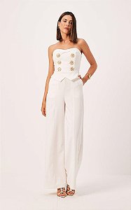 MACACÃO CORSET C/ BOTÃO DE PEROLA OFF-WHITE DIMY