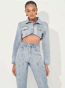 JAQUETA JEANS CROPPED INDIGO COLCCI