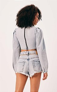 SHORTS ZENDAYA CINTURA BAIXA COM LAVANDERIA DIMY