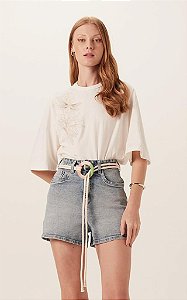 SHORTS MADONNA MOM COM ELASTANO E CINTO DIMY