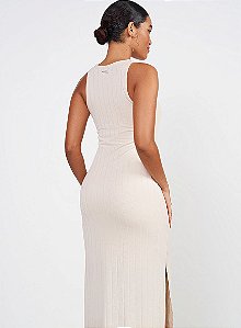 VESTIDO CANELADO  BEGE GIPSY COLCCI