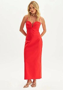 VESTIDO SUPER MIDI DE ALCAS LANÇA PERFUME