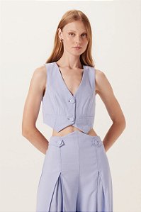 COLETE ALFAIATARIA CROPPED AZUL NUVEM DIMY