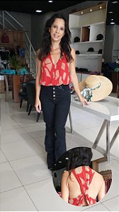 CALCA FLARE PRETA SARAH BOTOES  CAL18790  36